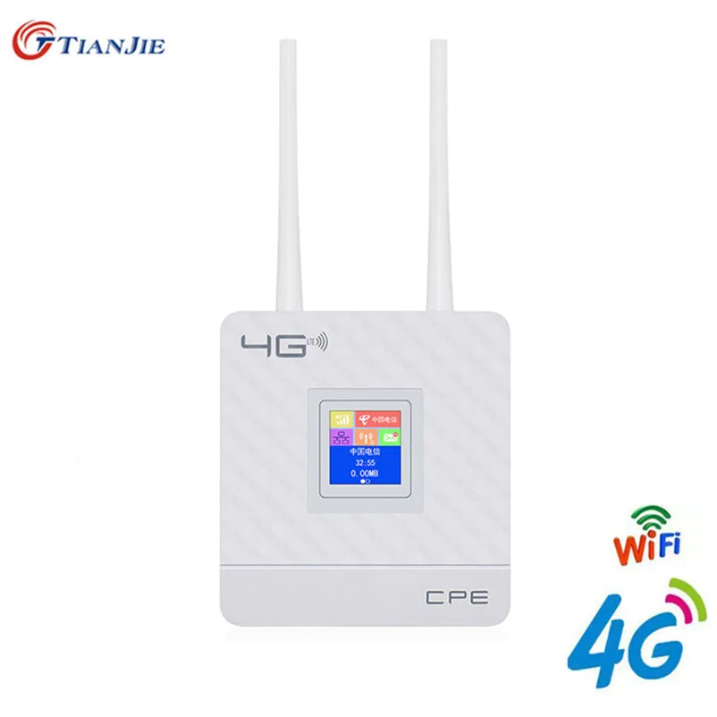 Tianjie-ルーター4g,SIMカード付き,ワイヤレスカード,外部アンテナ,アンテナ,LAN,rj45,スマートディスプレイ付き携帯電話アクセスポイント