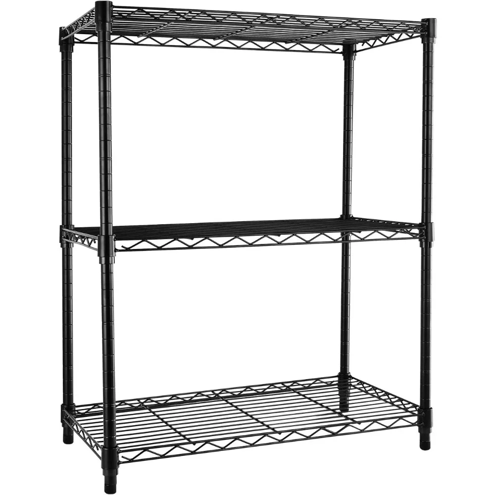 Simple Deluxe Heavy Duty 3-Shelf Shelving with Wheels, Adjustable Storage Units, Steel Organizer Wire Rack, Chrome