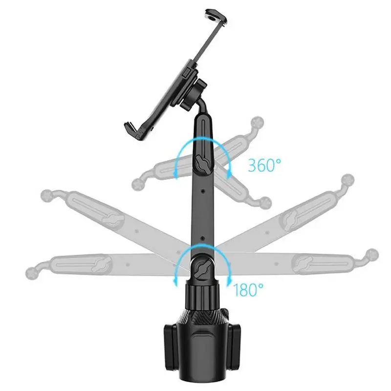 Car Tablet Cup Holder 360 Adjustable Phone Holder Mobile Stand 270 Tilt Bar Triangular Base Phone Holder Pad Holder For Auto