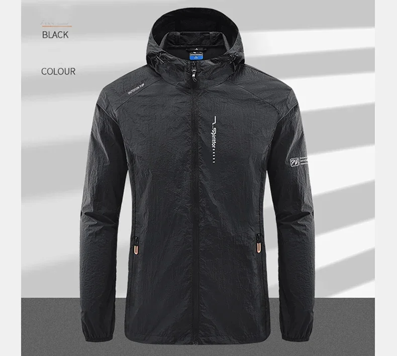 UPF50+ Summer Outdoor Quick Dry Sun-Protective Thin Jacket Men Hiking Fishing Cycling Hooded Gym Sport Ultra Light Windbreaker 167 S58a090ac1f8348e191b015af73bdb06ef