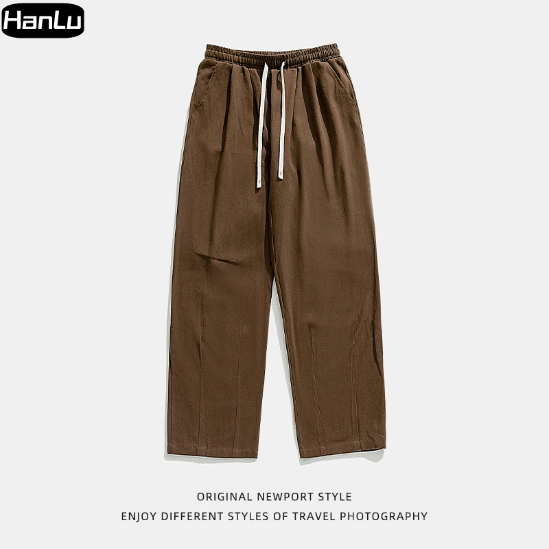 Men's Autumn and Winter New Cotton Casual Pants Men's Straight Tube Pleated Design Workwear Solid Color Pants