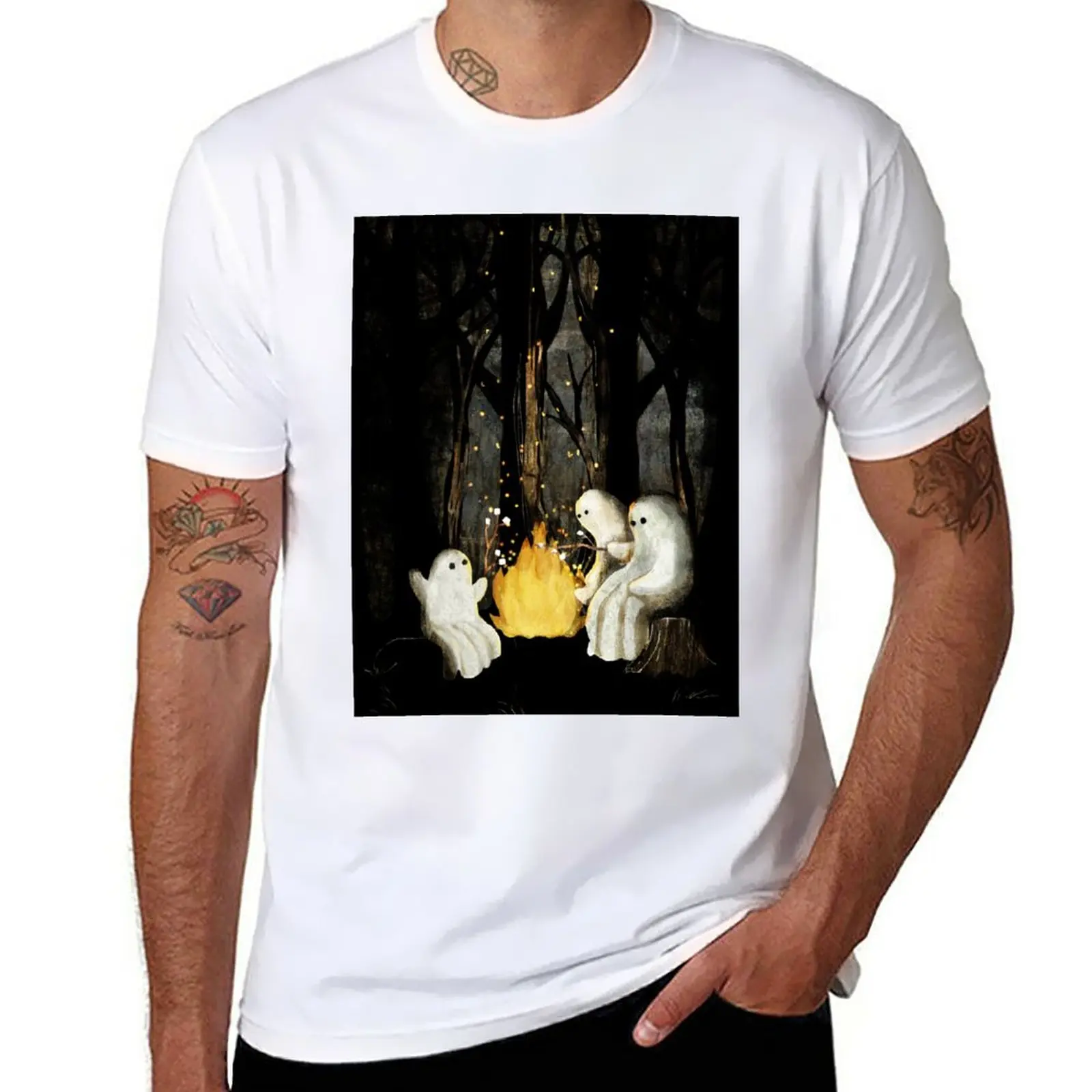 New Marshmallows and ghost stories T-Shirt tees Short sleeve tee tshirts for men