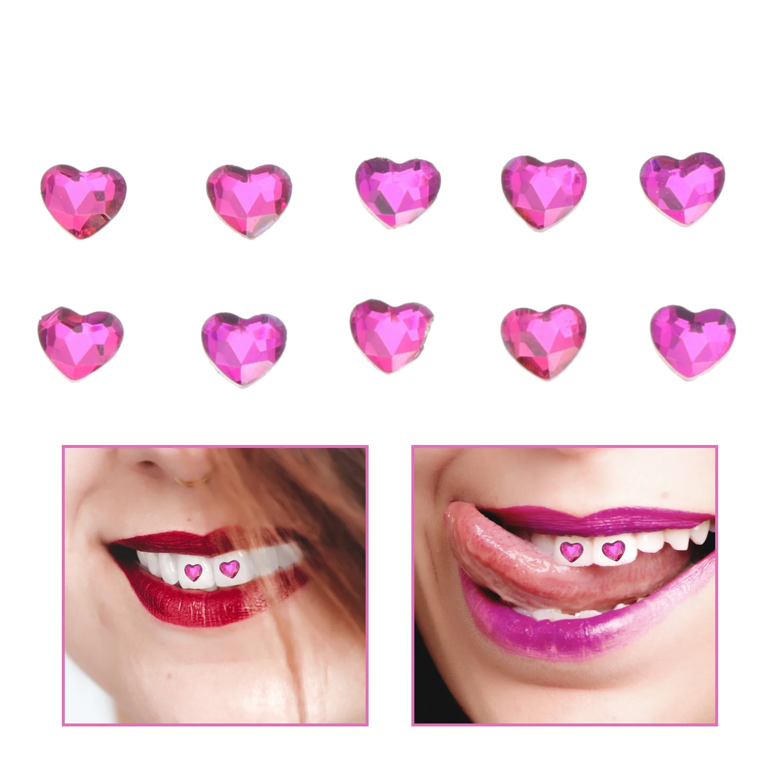 10 قطع من مجموعة أحجار كريمة الأسنان بتصميم قلب، مجوهرات كريستالية ممتازة، ديكور لامع لأحجار الراين العصرية ذاتية الصنع #6