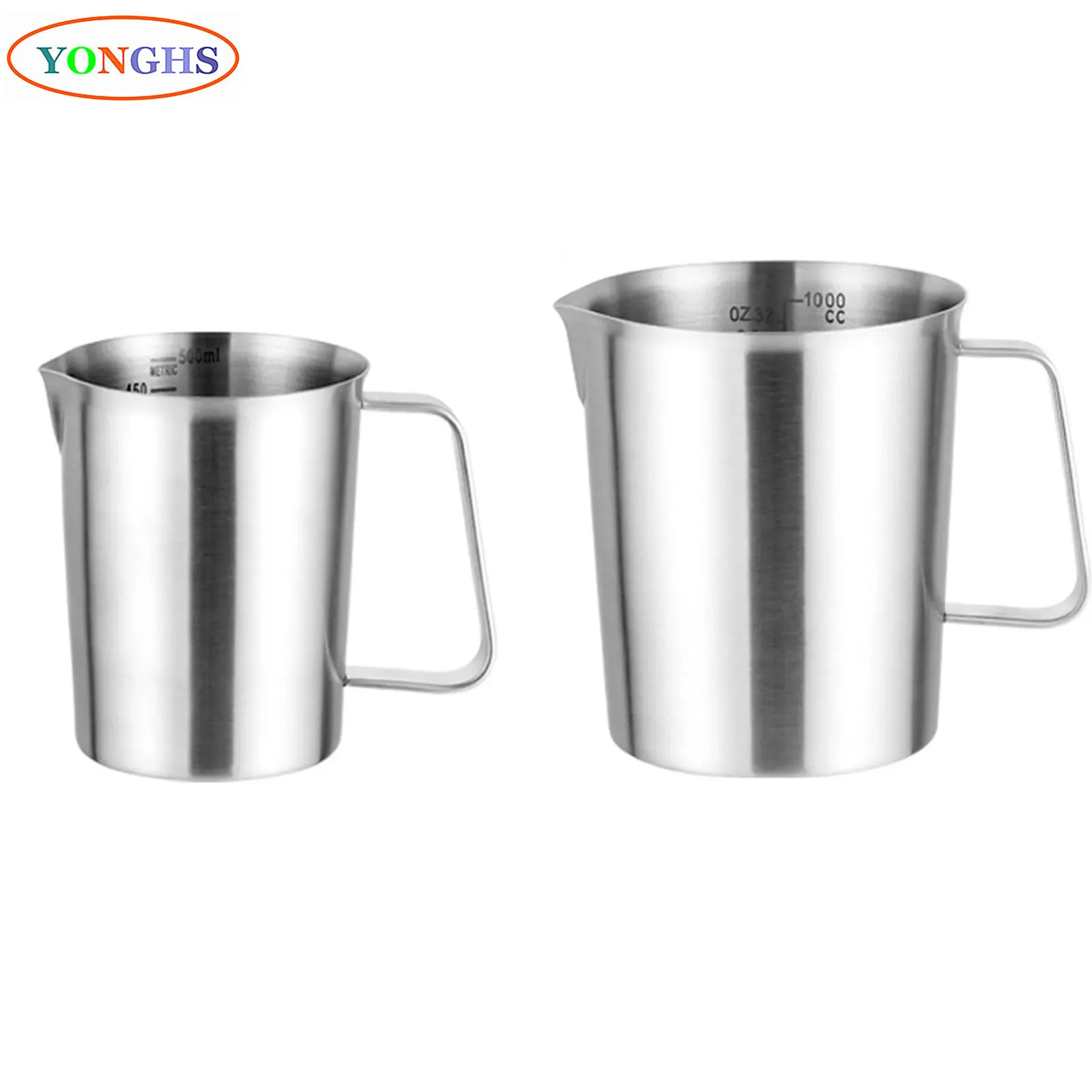 

Stainless Steel Measuring Cup with Handle And Pour Lip Metal Pitcher with Oz And ML Marking Heavy-Duty Pitcher