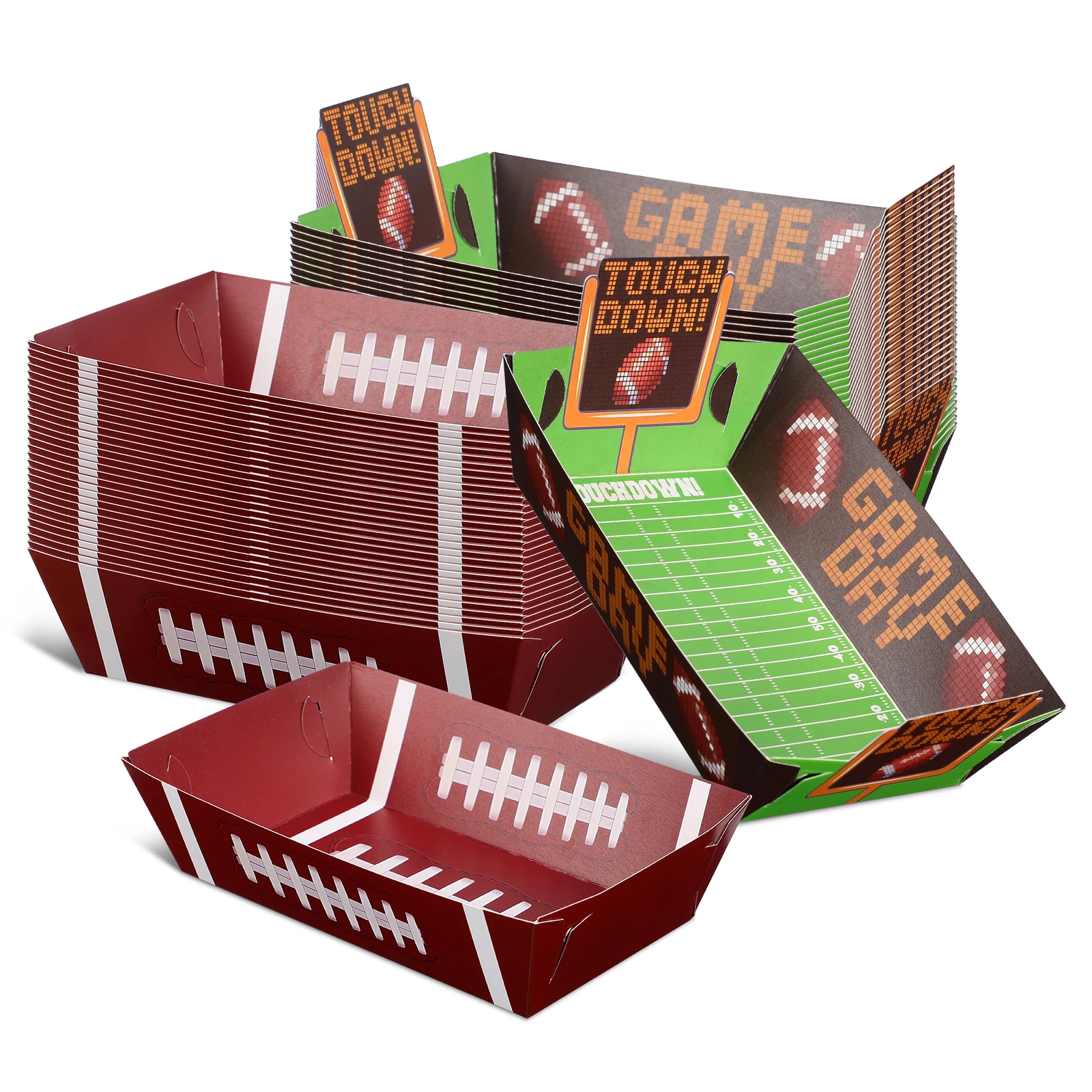 

60 Pcs Snack Box Football Party Paper Tray Tableware Trays Food Serving Dessert Plates Dishes