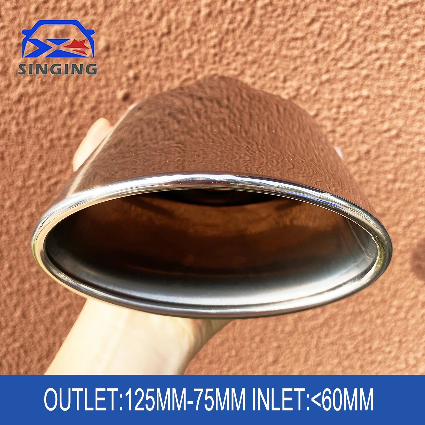 

Outlet4.92inch Inlet2.36Inch muffler end pipe exhaust tip SUS#304 Stainless Steel decoration Tailpipe Universal car accessories