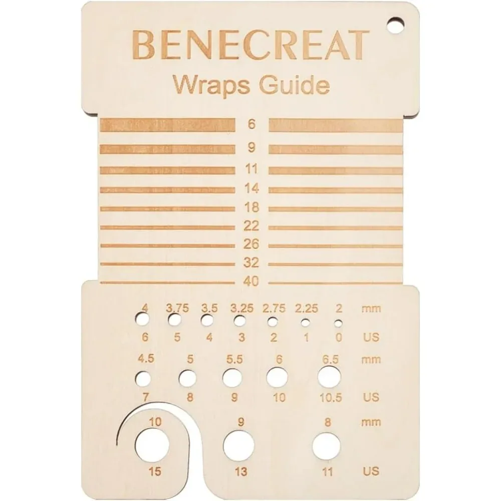 

3.9x5.9inch Wooden Knitting Needle Gauge Double Sided Engraving Yarn Wrap Guide Board Knitting Tool for Spinners making kit