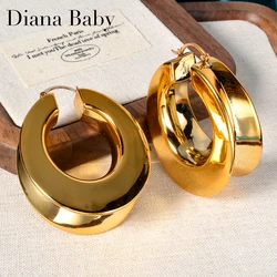 Diana Minimalist Hoop Earrings For Women Luxury Drop Copper U Print Vintage Gold Plated Jewelry Party Gifts