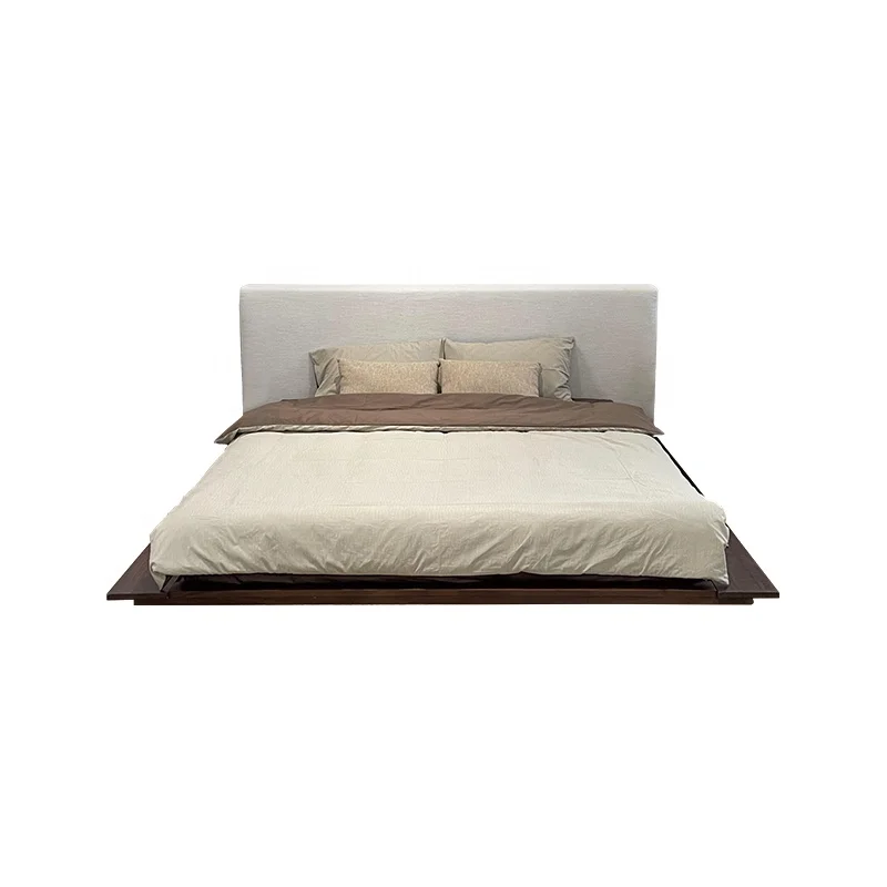 

/Bed Frame King/Queen Size Eco-Friendly Durable /Wabi Sabi Style Solid Wood Soft Bed Tatami
