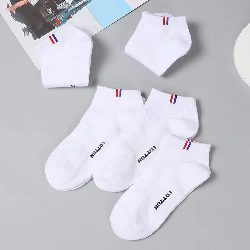 5 Pairs 1 Lot Socks Set Men Summer Thin Low Tube Breathable White Black Striped Gift Sport Ankle Socks 1 Pack Calcetines Hombre