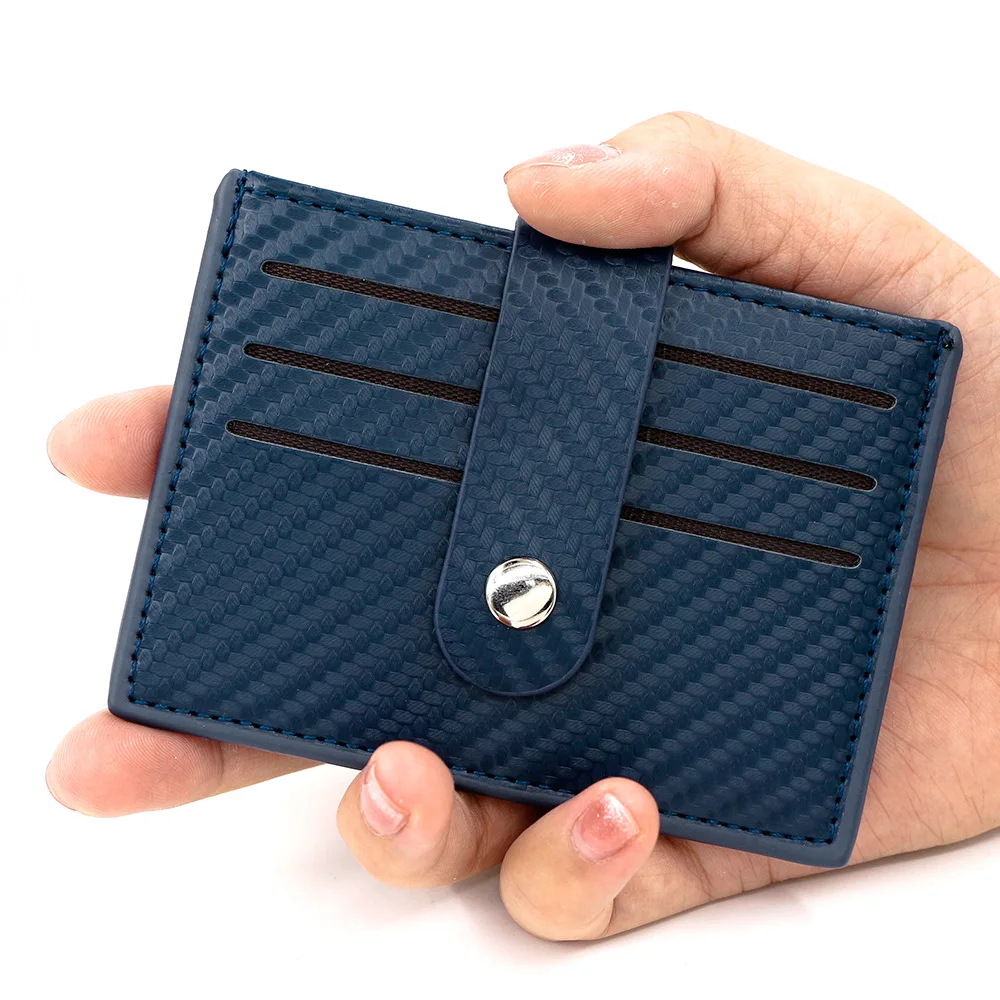 New Fashion Carbon Fiber Pattern Leather Card Holder PU Leather Men Credit Card Case ID Card Wallet