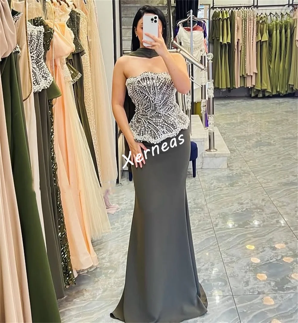 تخصيص جيرسي الديكور بريق المرأة الفاخرة مساء حمالة حورية البحر فساتين طويلة مناسبة مخصصة حفلة رائعة