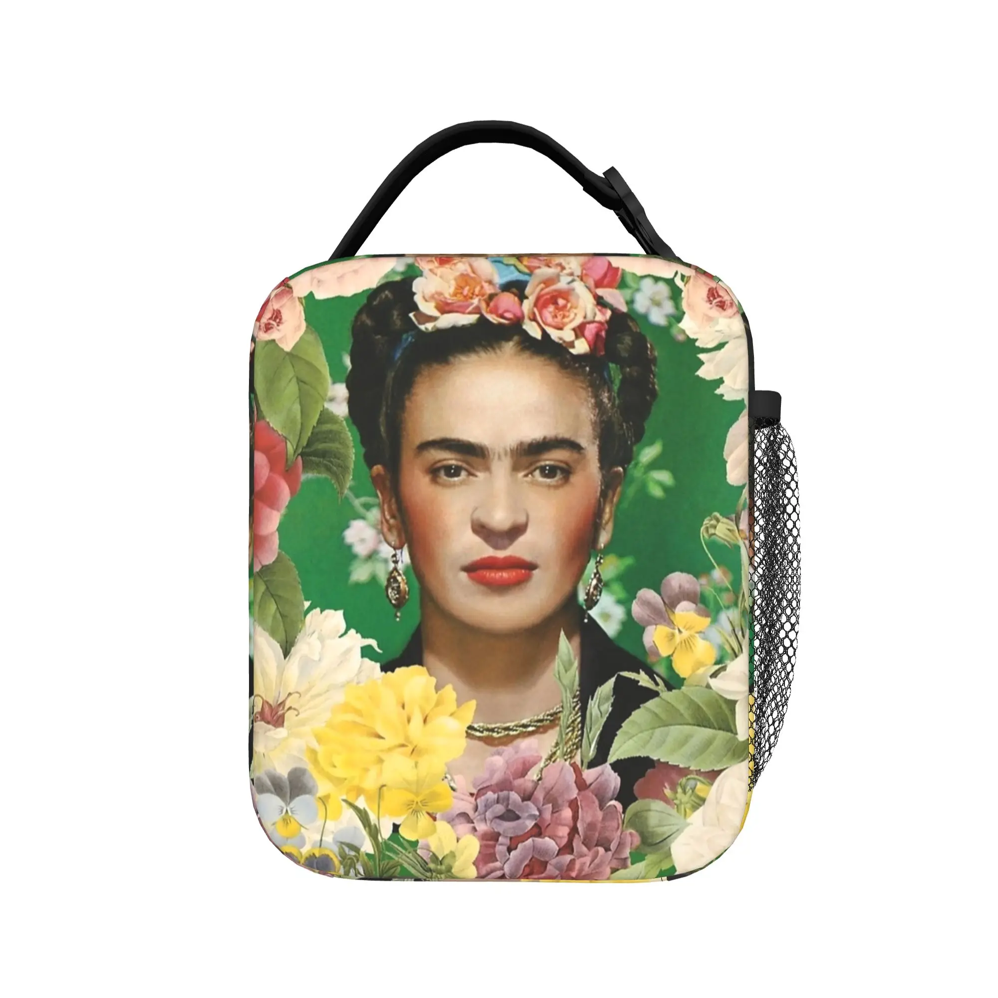 Fridas Mexican Artist Kahloo Insulated Lunch Bag Thermal Bag Reusable,Meal Container High Capacity Tote Lunch Box