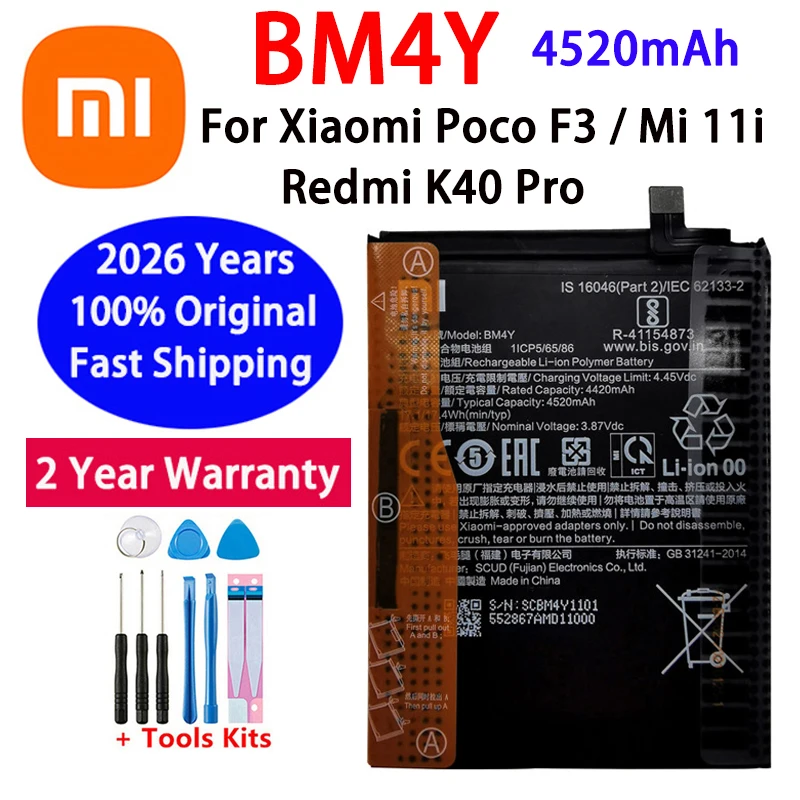 Original Battery For Xiaomi Mi Mix 2 2S 3 4 Mi 11 Lite Ultra Poco M3 X3 F3 X5 Redmi Note K40 9 9T 10T 11T 12 12T Pro Batteries image 3