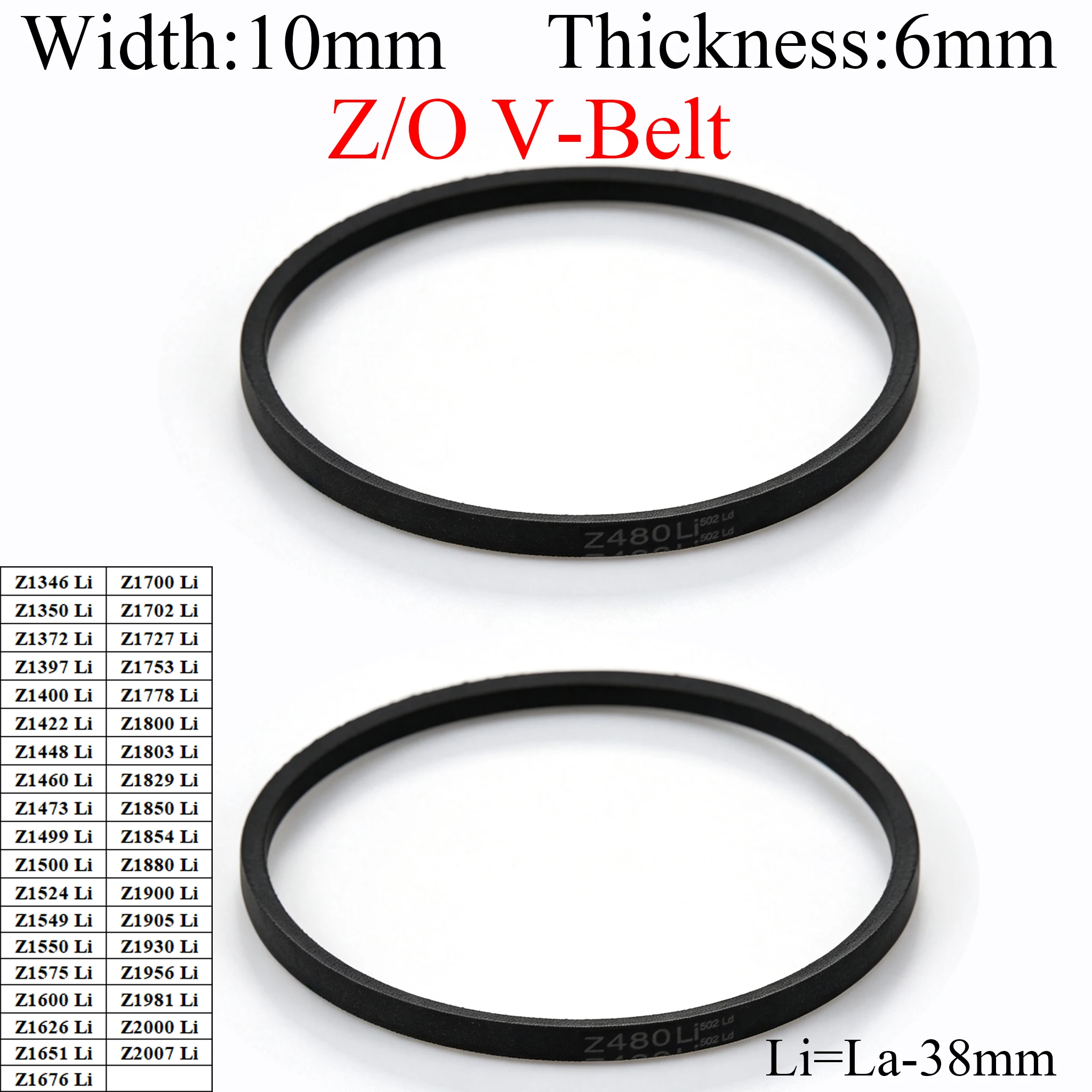 Z/O Z O 1346/1400/1500/1600/1700-2007Li Rubber Banded Cogged Wedge Machine Timing Drive Classical V-Belt Transmission Vee V Belt