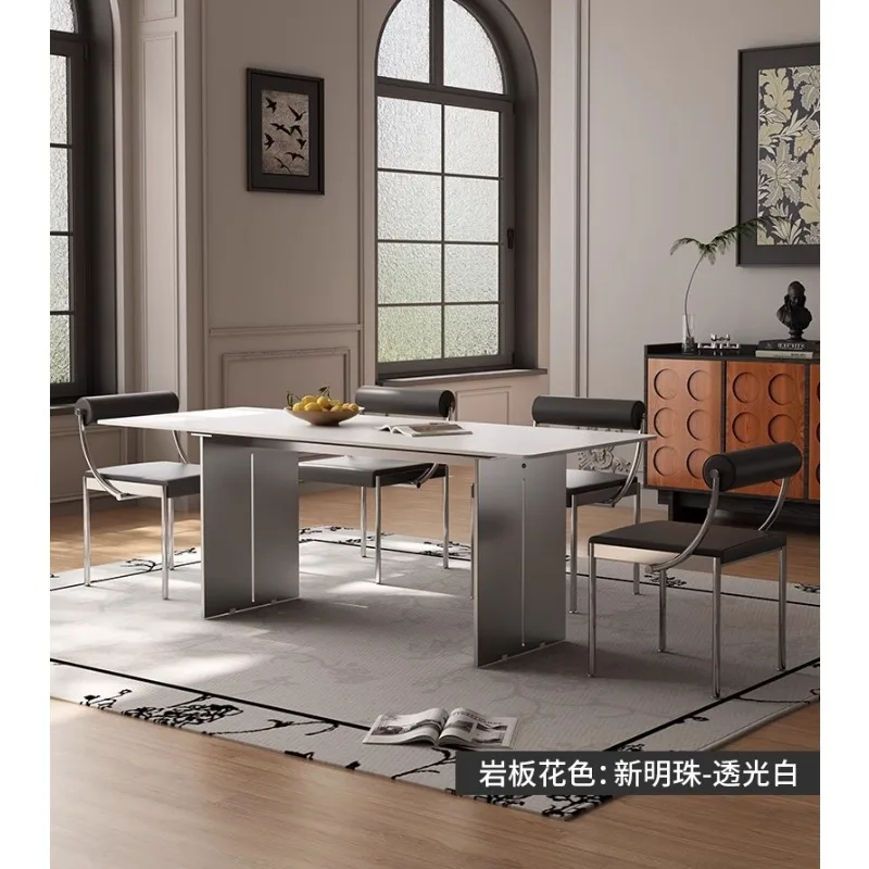

Dining table, stainless steel slate dining table