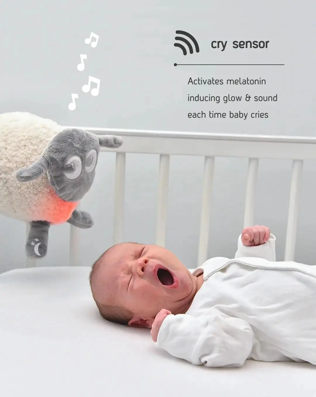 Rechargeable Baby White Noise Machine with Cry Sensor, Nightlight & 10 Soothing Sounds | Machine Washable