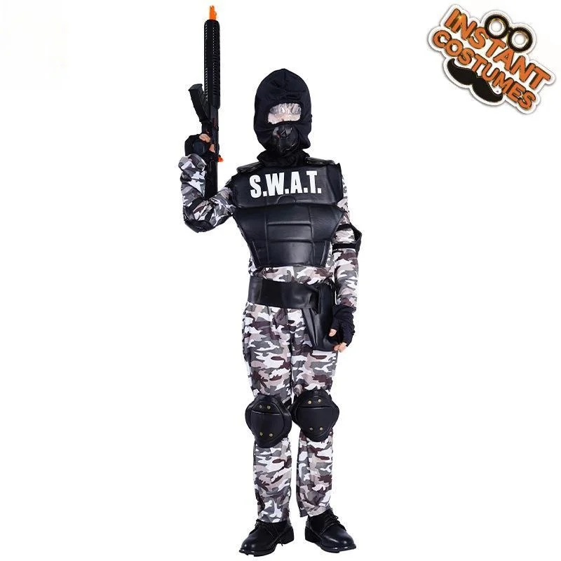 

Детский костюм для мальчиков на Хэллоуин, костюм спецназа для мальчиков, ролевой костюм для мальчиков, косплей, без бренда, искусственный материал