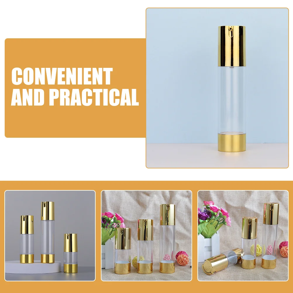 

3pcs 50Ml Empty Lotion Bottles Airless Pump Travel Size Refillable Containers For Moisturizer Foundation Oil Dispenser