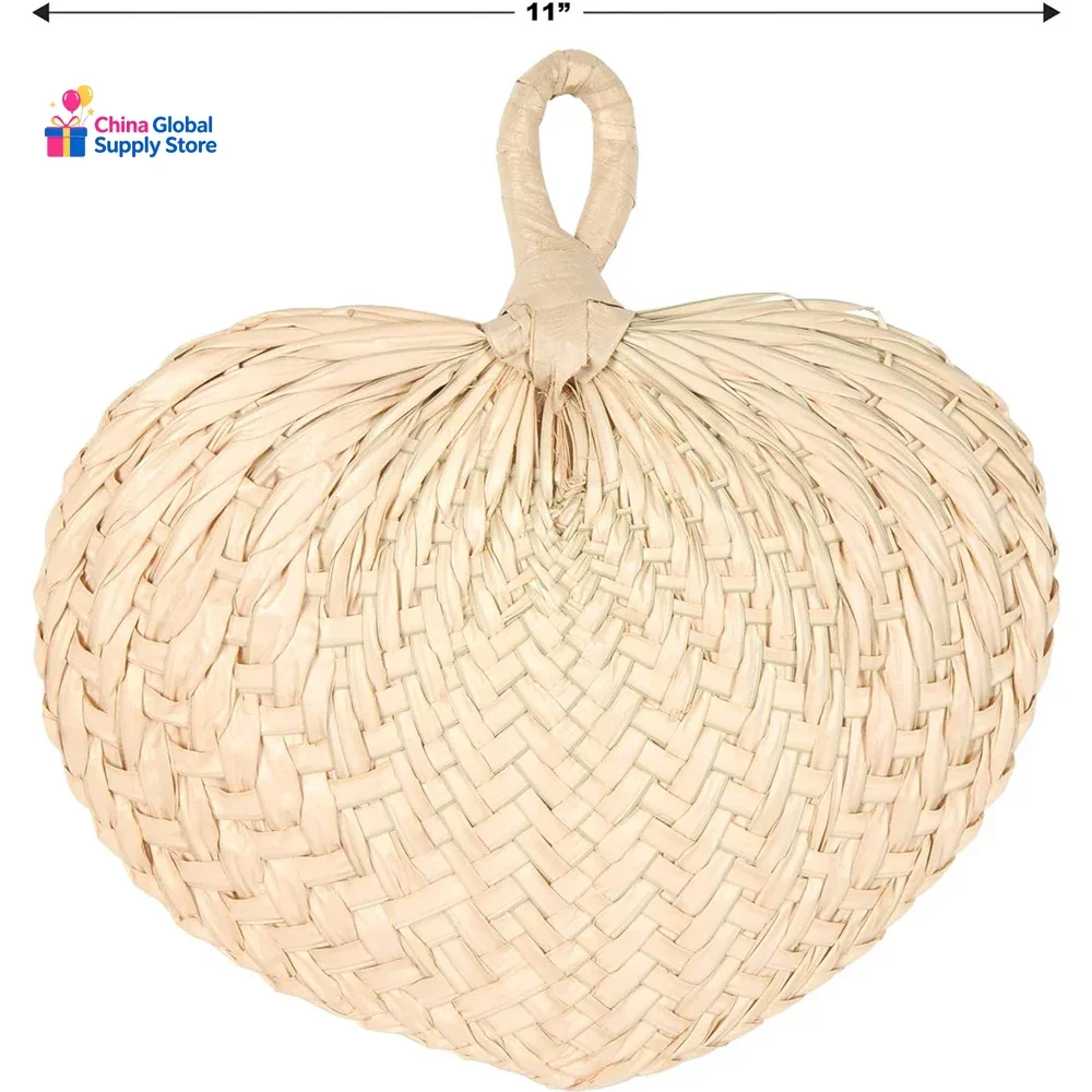 6/12/24Pcs Natural Bamboo Raffia Hand Fans for Wedding Decor Hand Weaving Fan DIY Farmhouse Wall Decor Summer Cooling Supplies