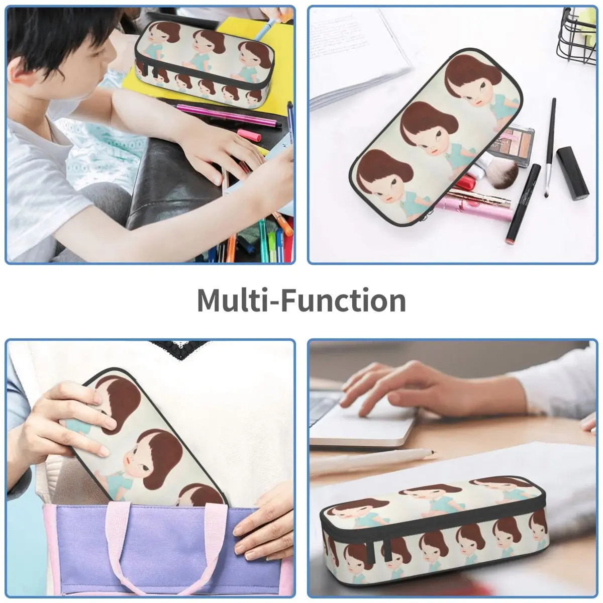 Estuche para lápices Yoshitomo Nara para estudiantes, caja para bolígrafos escolares, bolsa para lápices, suministros de papelería, bolsa porta bolígrafos