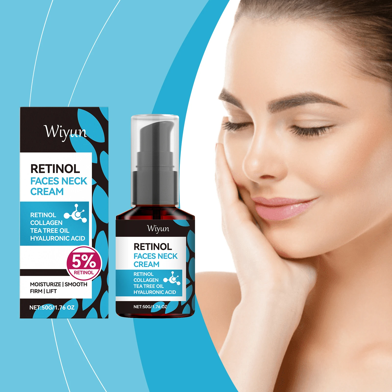 "Wiyun Retinol Cream for Face & Neck - Anti-Aging Collagen Booster z kwasem hialuronowym i olejkiem z drzewa herbacianego |   Głębokie nawilżenie, Wrin