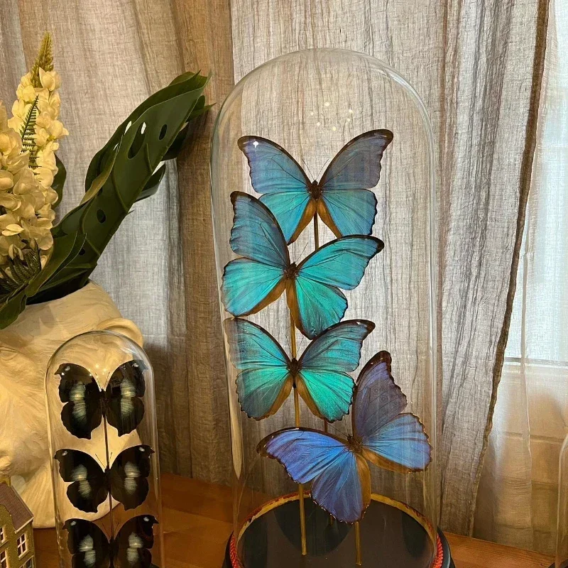 Mint Green Blue Butterfly Glass Cover Customized Finished Design Furniture Furnishing Articles Gift