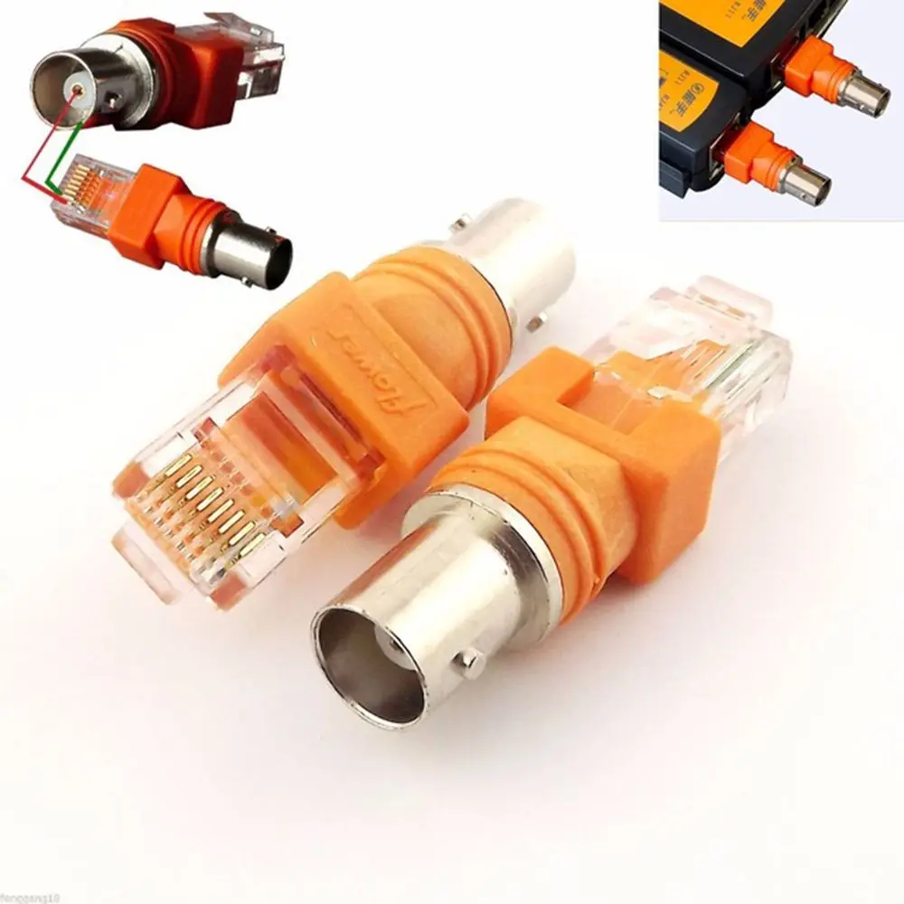 Acoplador de barril laranja durável, conector de cabo coaxial, cabos de computador bnc fêmea para rj45 macho, conectores rj45 para adaptador rf