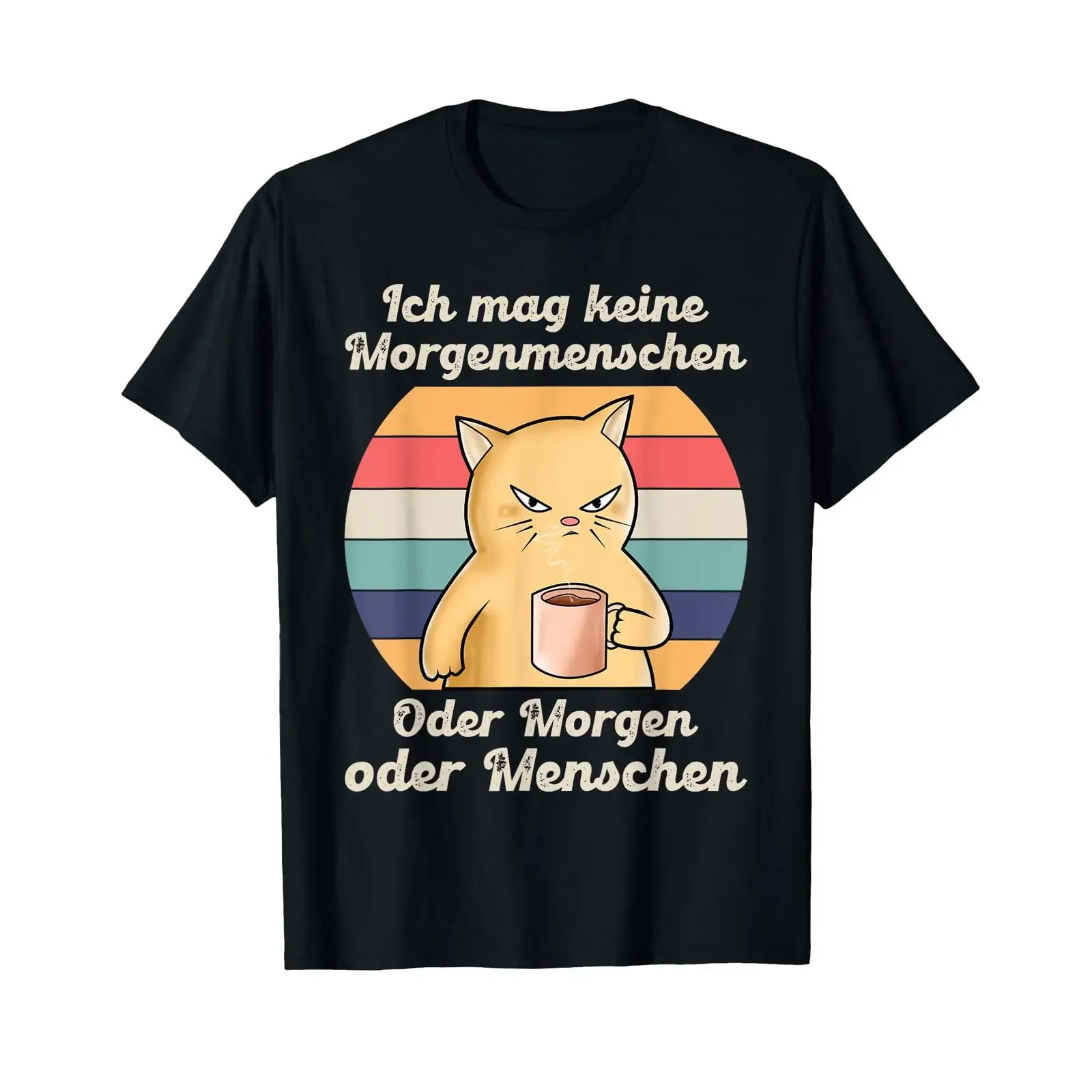 T-Shirt mit deutschem Text Ich Mag Keine MorgenMenschschen oder Morgen Menschen I Vintage-Waschung, leicht, für Herren, atmungsaktiv