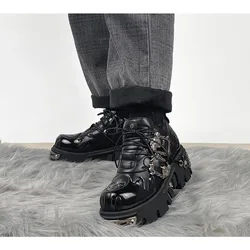 Nowe damskie buty do kostki Rock Gothic Street Height Increase antypoślizgowe krótkie buty motocyklowe męskie Punk zimowe buty na platformie unisex