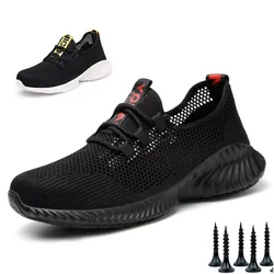 Lynjacye Summer Breathbale Air Mesh Steel Toe Work Shoes Breathable Working Shoes Women Man Safety Shoes Lightweight Shoes