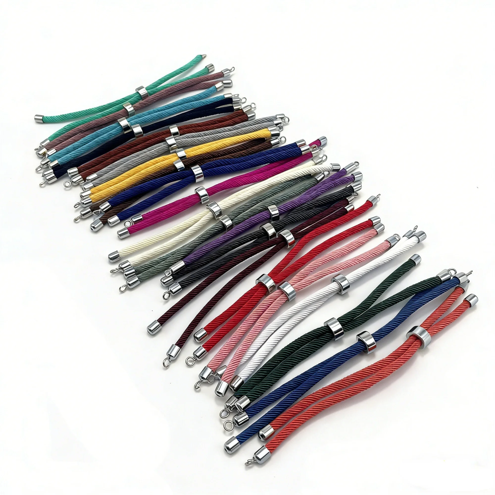10 Stück 3 mm Nylon-Armband mit verstellbarem Messingverschluss, handgefertigtes Glücksseil für DIY-Schmuckherstellungszubehör – Detail 2