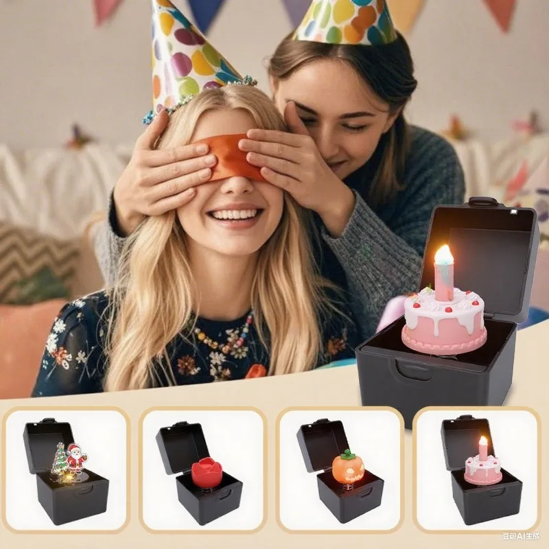 

Halloween & Christmas LED Music Box Spoof Toy Music Funny Box Reusable Birthday Gifts Home Desktop Decorations