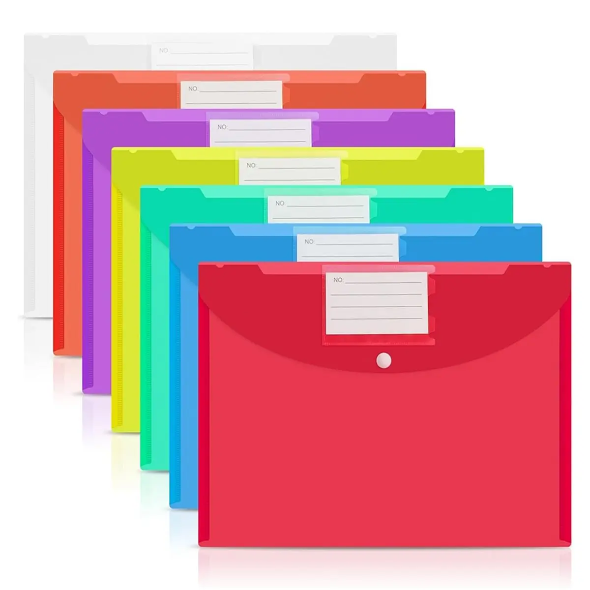 PREMIUM QUALITY A4 Plastic Wallets, 7PCS Waterproof Document Folders with Button for Office, School, and Travel WISH