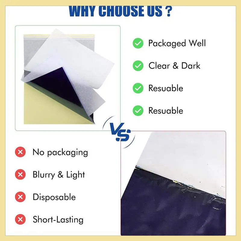 TTKK-Tattoo-Schablonenpapier, 40 Blatt, Transferpapier, Thermo-Schablonenpapier, A4-Format, Schablonenpapier für Tattoo-Drucker