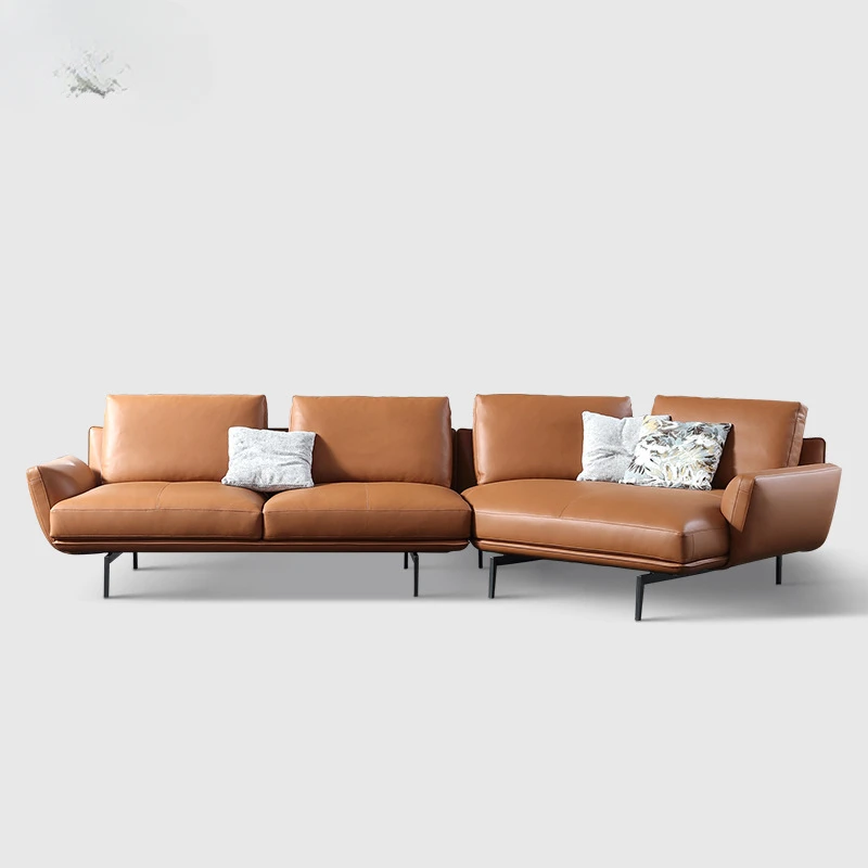 

Genuine leather sofa, top layer, cowhide living room, three people, straight row, one character Italian small unit shaped