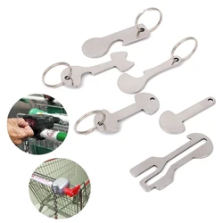 New Change Unlock Coins Metal Keyring Coin Trolley Keychain Durable Portable Recycled Supermarket Grocery Shopping Cart Token