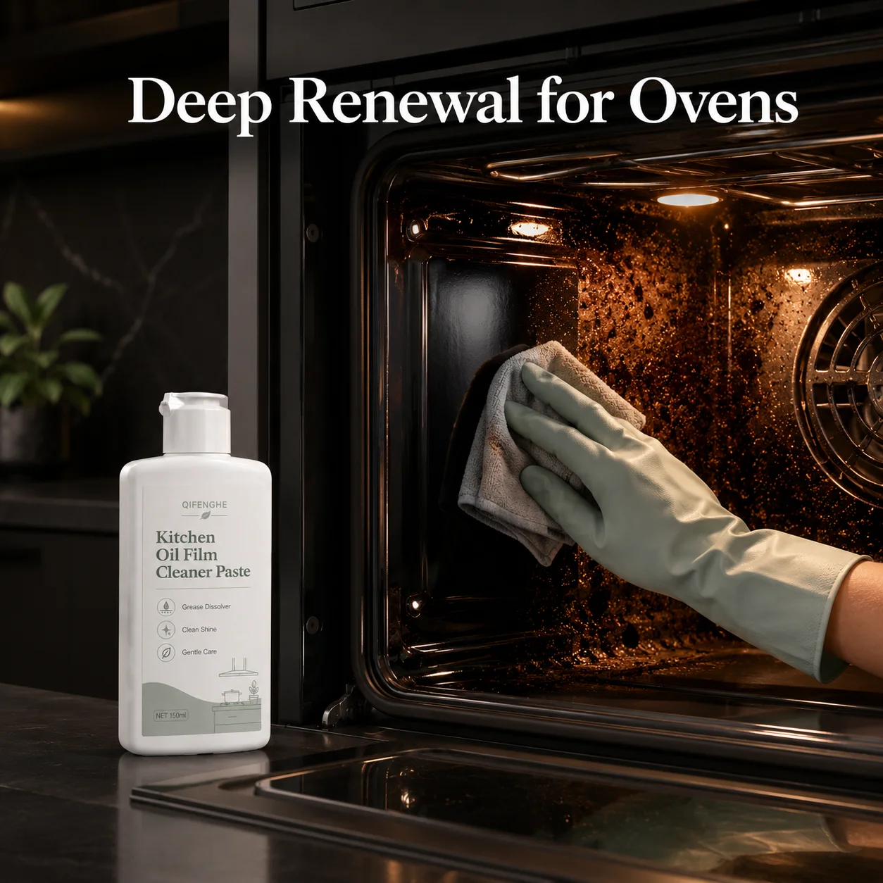 Kitchen Grease Cleaner Paste Strong Oil Stain Remover Degreaser Cream for Range Hood Filter Gas Stove Oven Microwave Tile Sink