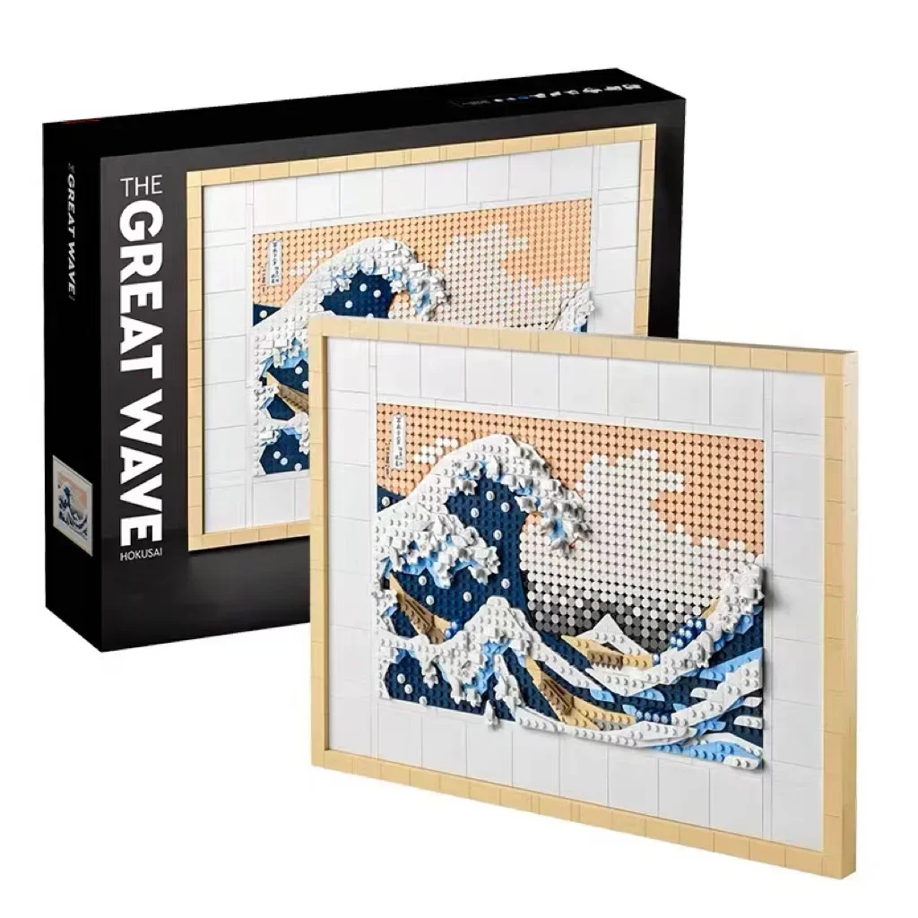 31208 Art Hokusai The Great Wave Building Blocks Bricks 3D Japanese Wall Art Craft Kit for Adults DIY Home Office Decor