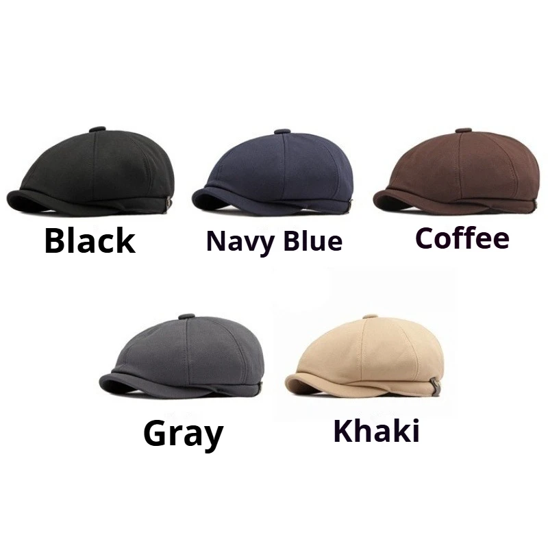1pc Men Solid Color Newsboy Cap Adjustable Buckle Flat Cap Lightweight Breathable Octagonal Ivy Hat Outdoor Driving Beret Cap