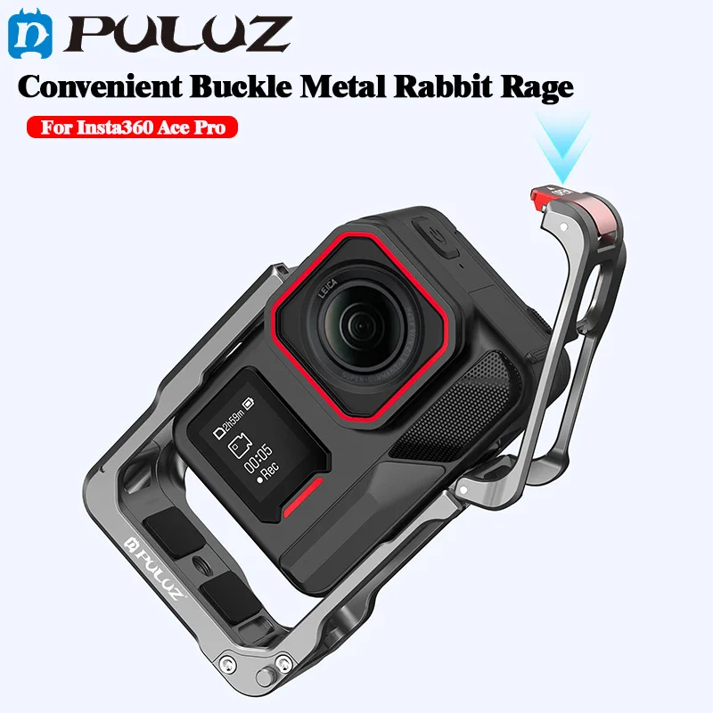 

PULUZ For Insta360 Ace Pro ALll Aluminum Alloy Protective Cage 2 Dual Cold Quick Disassembly Buckle Compatible with GoPro Lenses