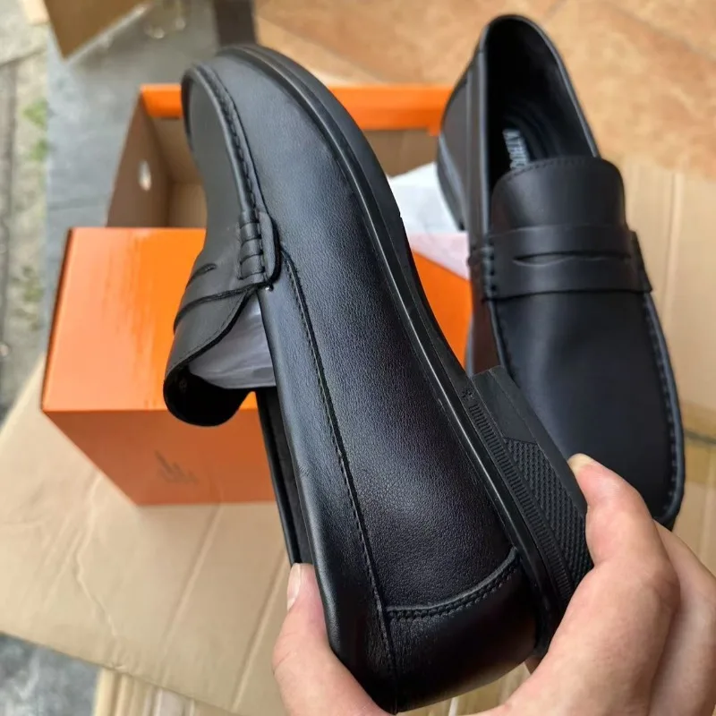 Top Layer Cowhide Business Leather Shoes Low Cut Men's Shoes Comfortable Soft Sole Summer Men's Loafers New Casual Shoes for Men