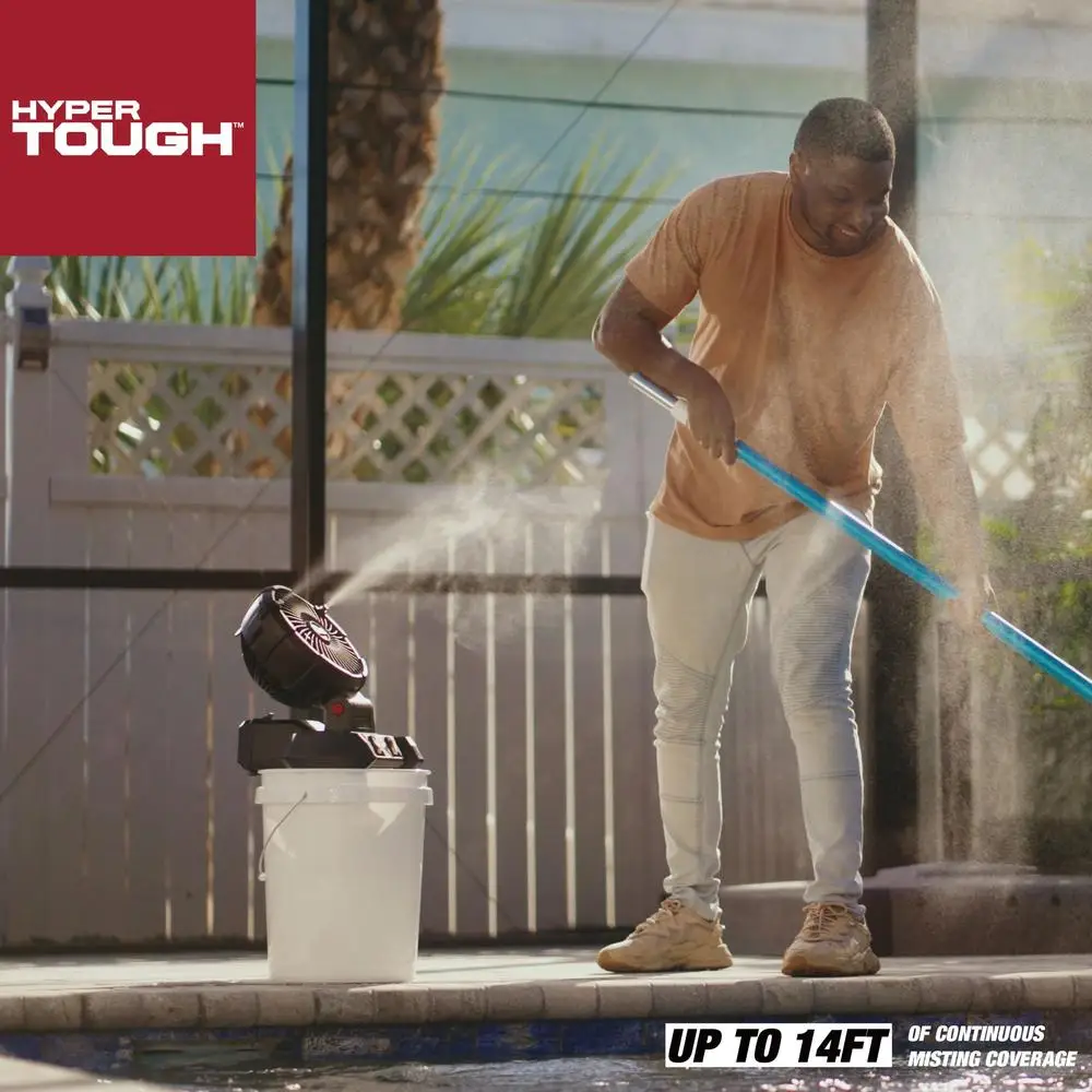 20V コードレスミストファンキット 2Ah バッテリー充電器付き 高さ調節可能 回転ヘッド 600 CFM 最大風量 屋外屋内使用