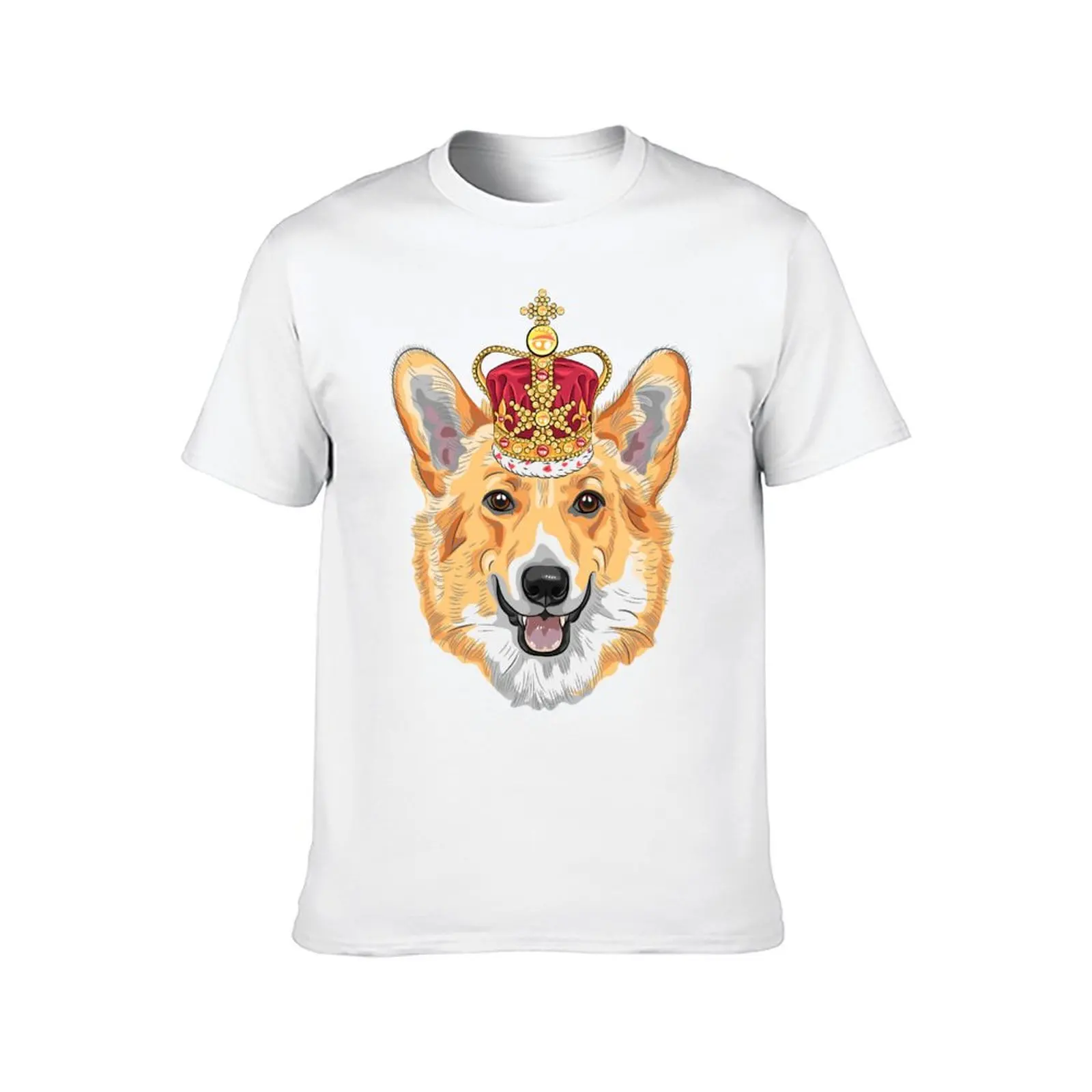 Pembroke Welsh corgi in gold crown T-Shirt cotton t shirts man 100% anime t shirts oversize T-Shirt