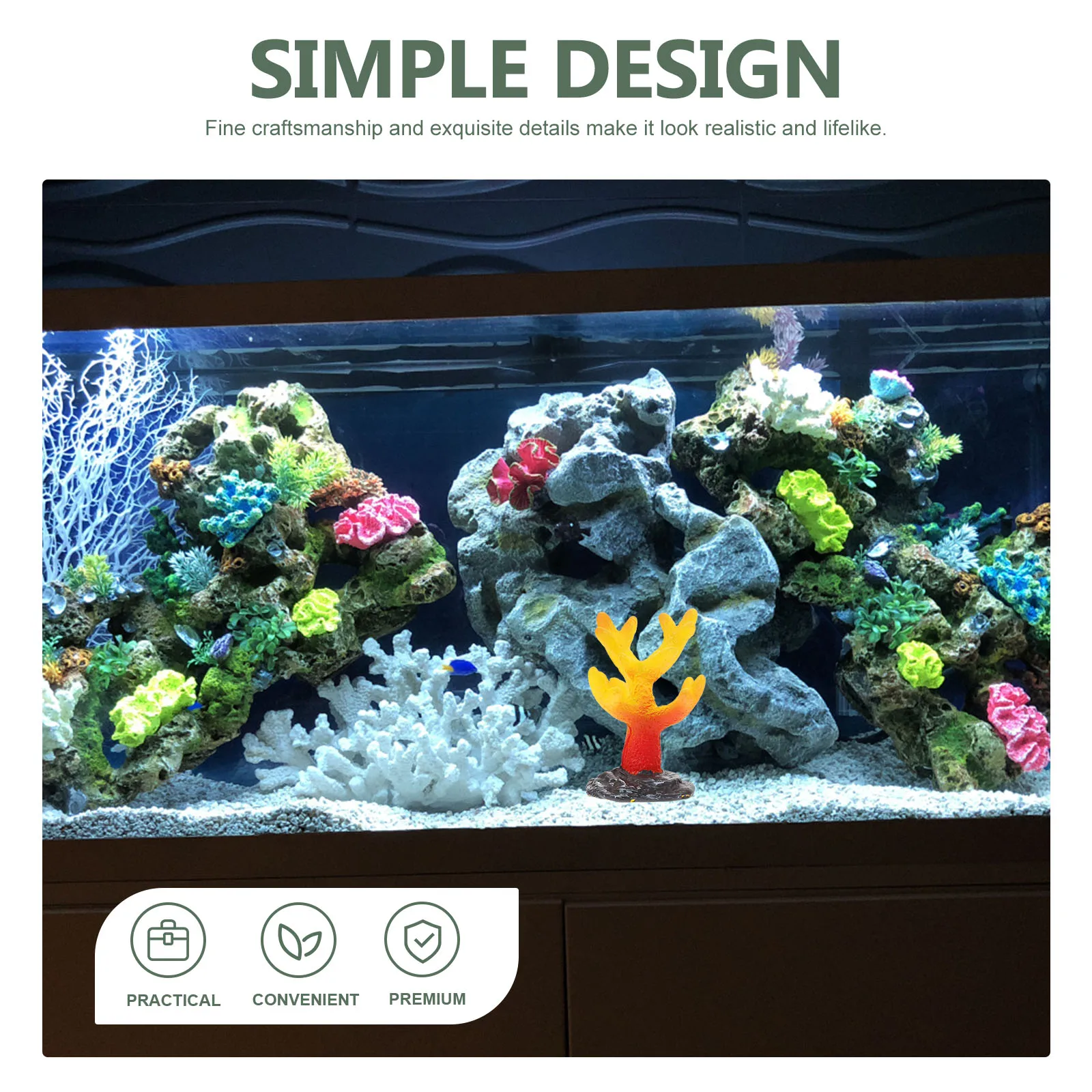 

3pcs Fish Tank Coral Ornament Resin Stone Decoration Lifelike Sea Life Figurine Aquarium Decorative Craft For Home Tabletop