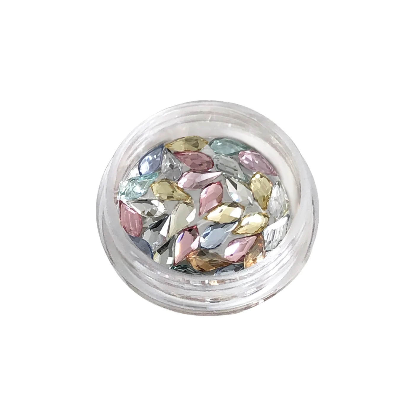 1 Box Unregelmäßige K9 Kristall Abgeschrägte Flache Basis Rosa Blau Champagner Nail art Dekorationen Beliebte Nagel Bohrer Zubehör