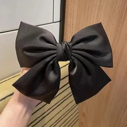 Fashion Minimalist Solid Color Handmade Big Bow Hair Clip Spring Clip For Women Girls Super Immortal Hair Clip Hair Accessories