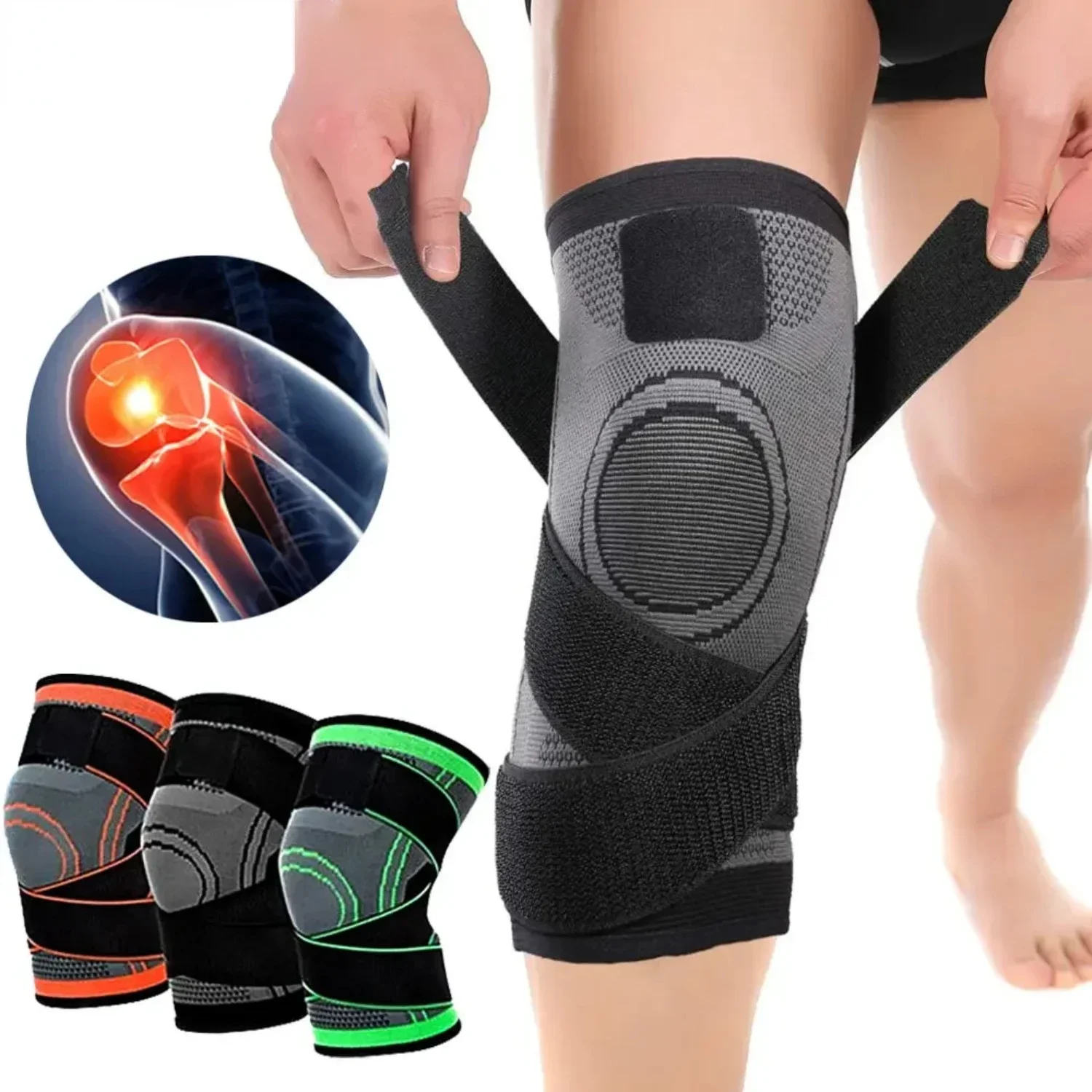 Professional Knee Brace Sports Knee Pads Men Women  Arthritis Joints Protector Fitness Compression Sleeve  Running Workout