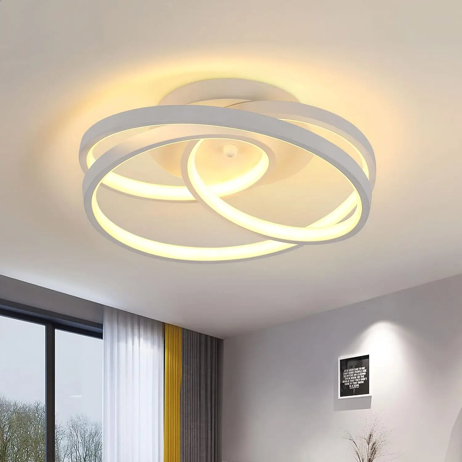 40W 3200LM Modern LED Ceiling Light,Spiral Ring Design Living Room Ceiling Lamps Ø30cm 3000K,Acrylic Ceiling Light for Bedroom