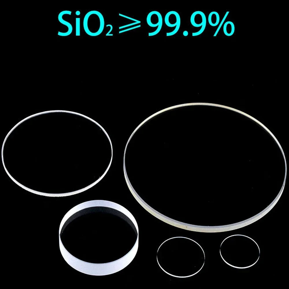 Vidrio de cuarzo redondo resistente a altas temperaturas, 0,3/0,4/0,5/1/1, 5/2/3mm, óptica, ventana plana transparente, investigación científica